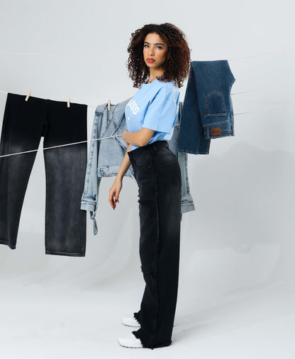 WIDE-LEG - JEANS - WITH SIDE STRIPES