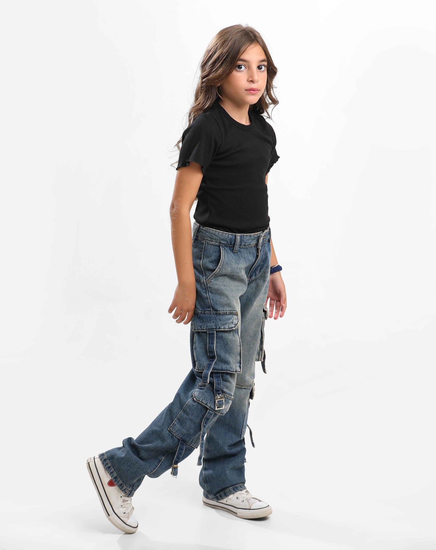 G.Girls' Cargo Denim Pocket Pants