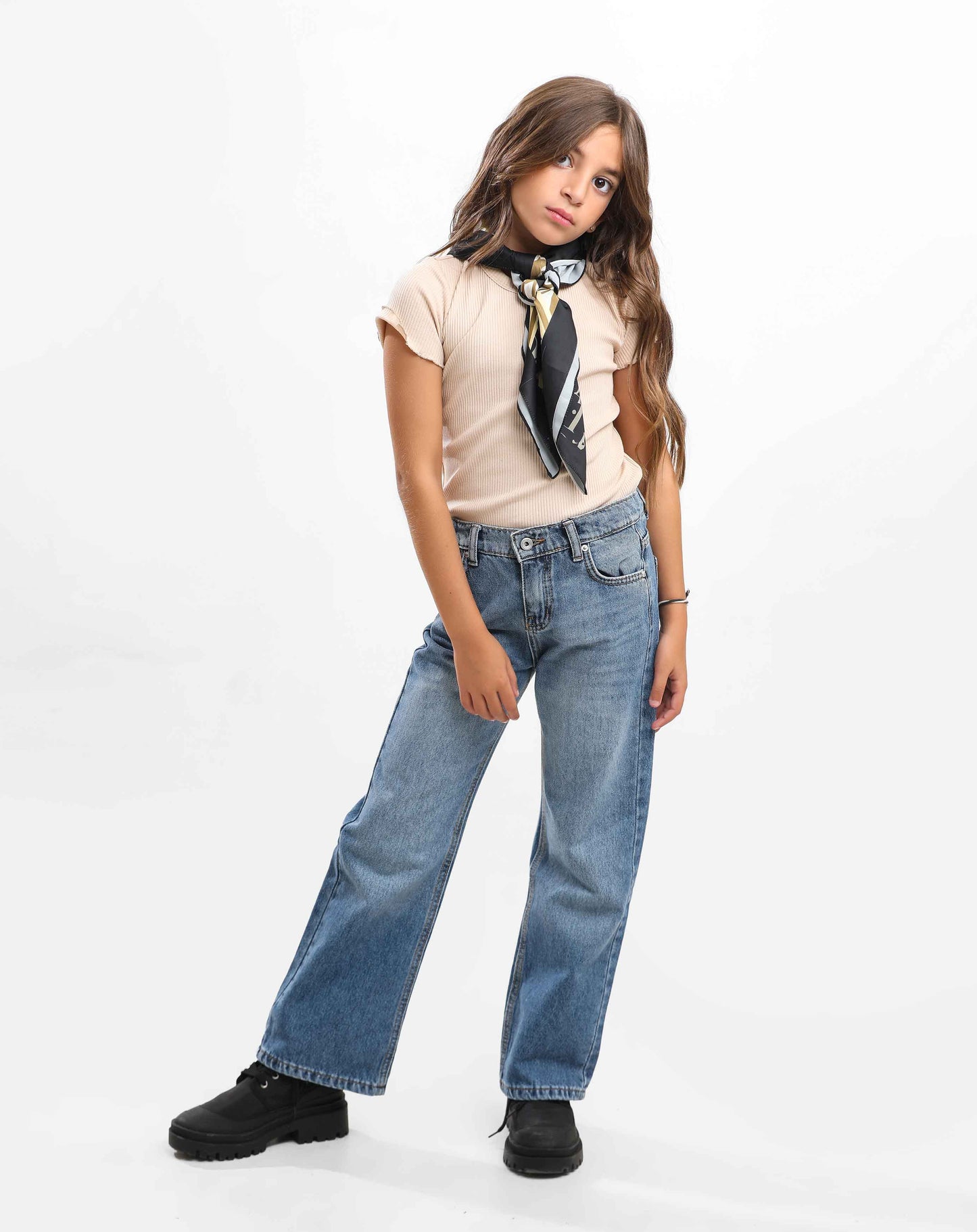 G.GIRLS' WIDE-LEG DENIM PANTS