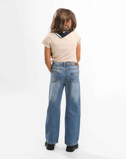 G.GIRLS' WIDE-LEG DENIM PANTS