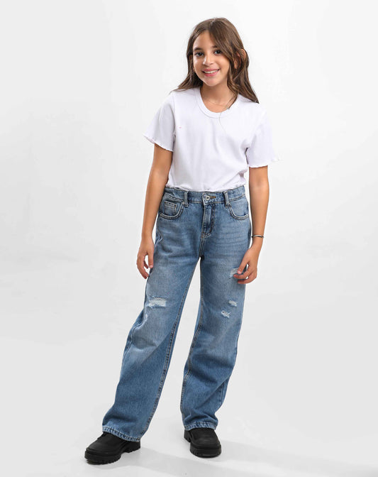 G.GIRLS' WIDELEG DENIM PANTS