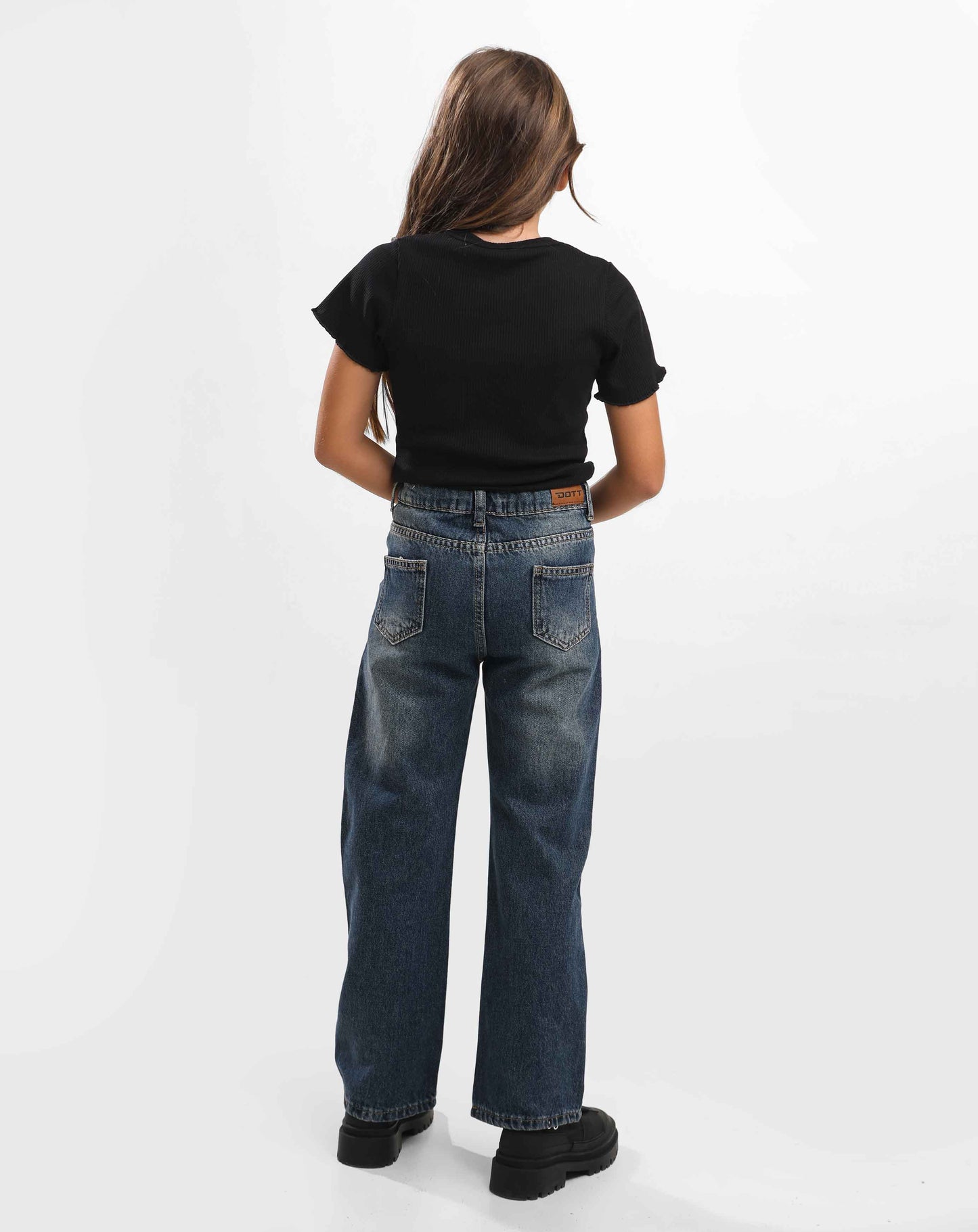 G.GIRLS' WIDE-LEG DENIM PANTS