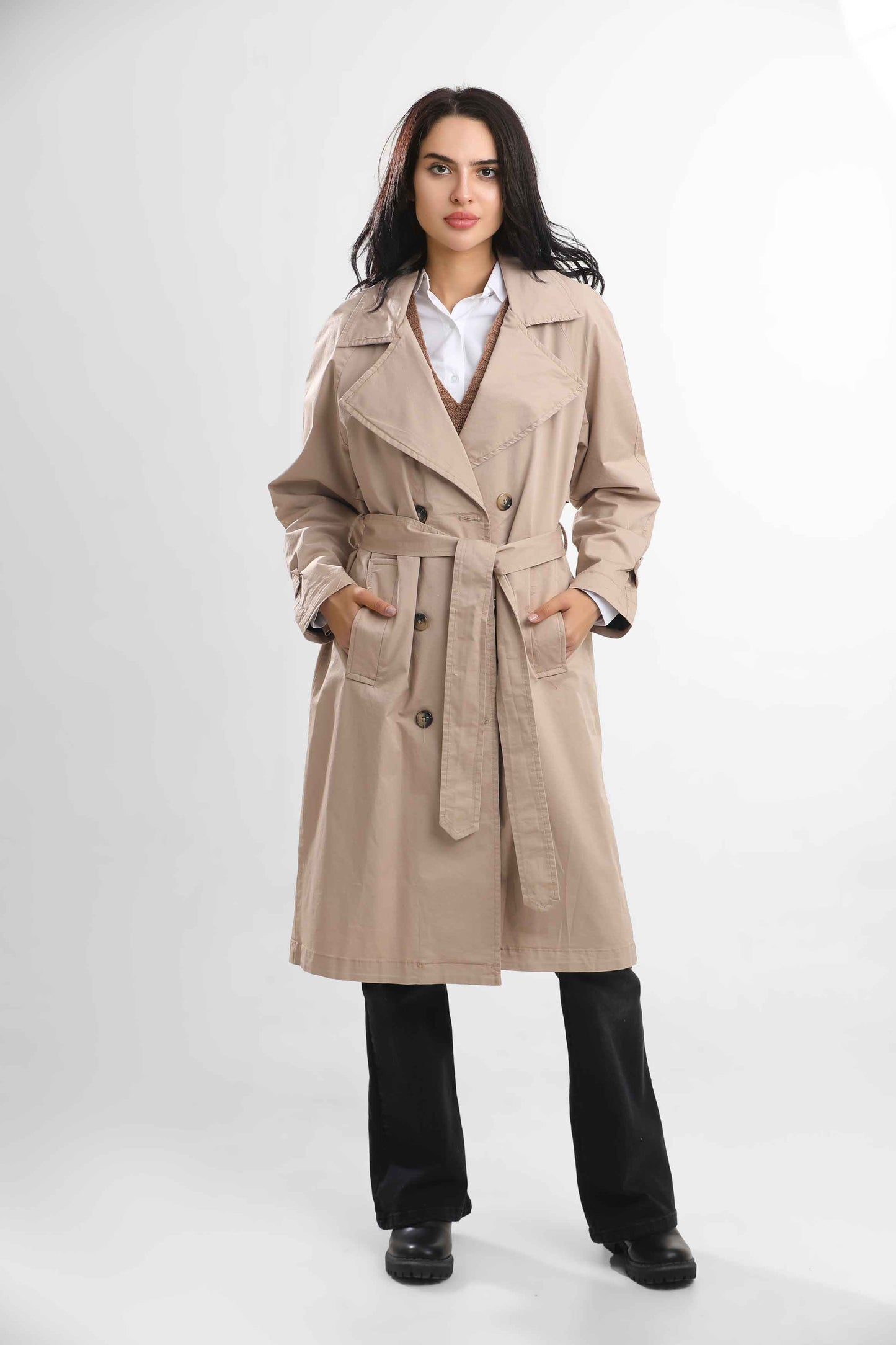 W.Chic Long Women's Coat with Belt