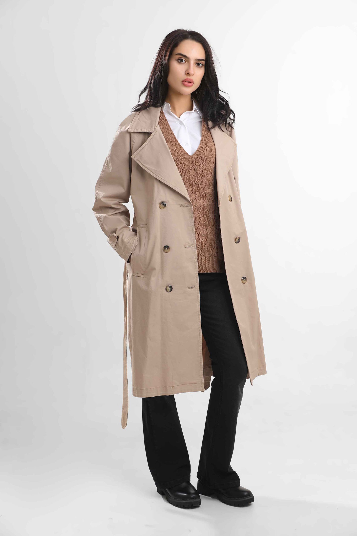 W.Chic Long Women's Coat with Belt