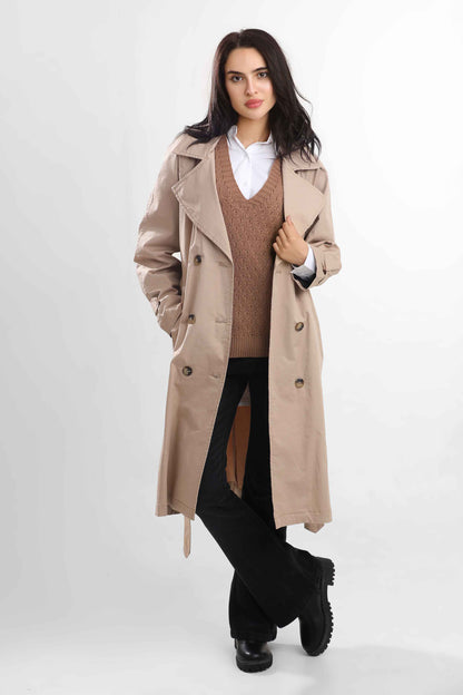 W.Chic Long Women's Coat with Belt