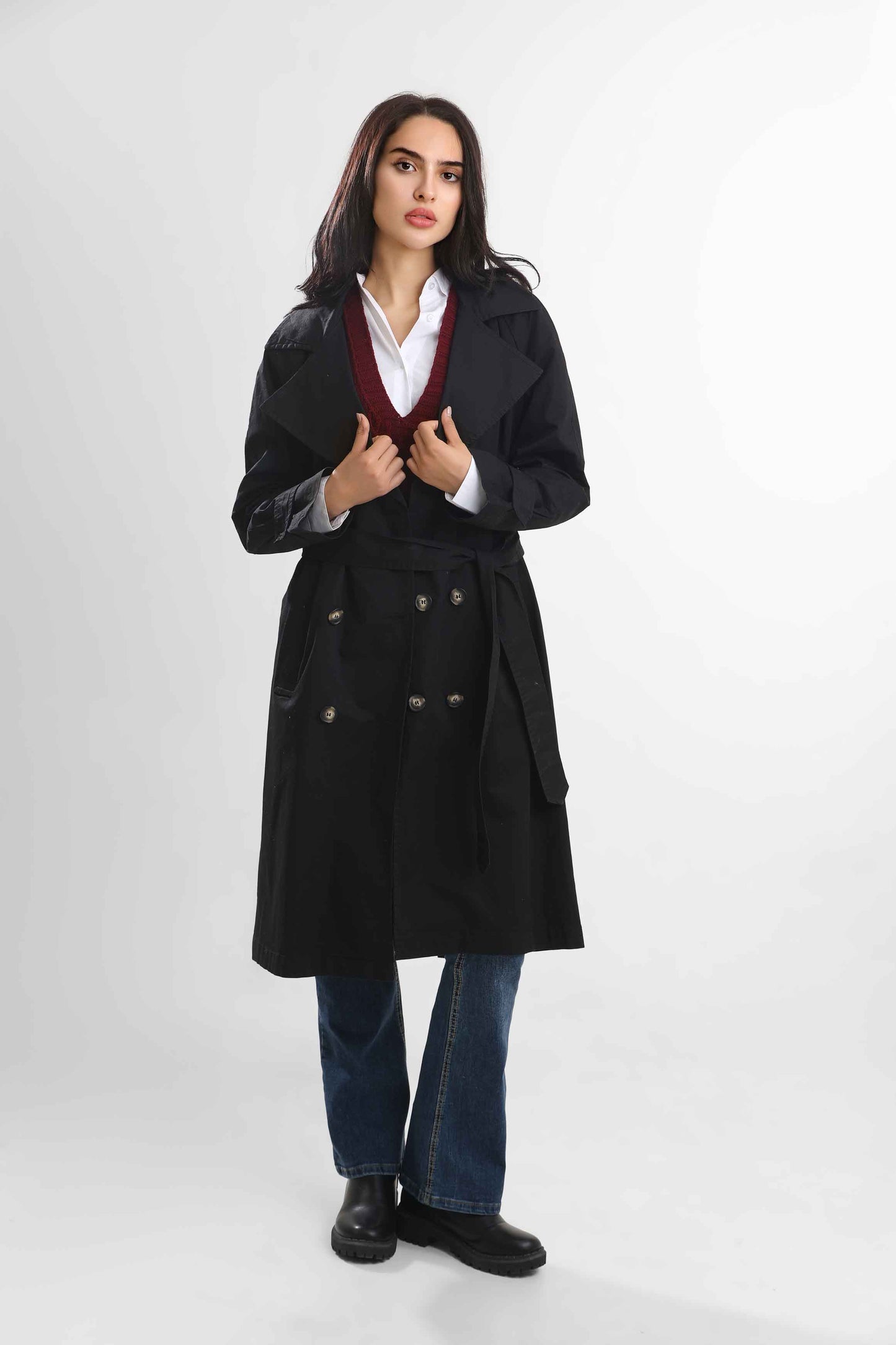 W.Chic Long Women's Coat with Belt