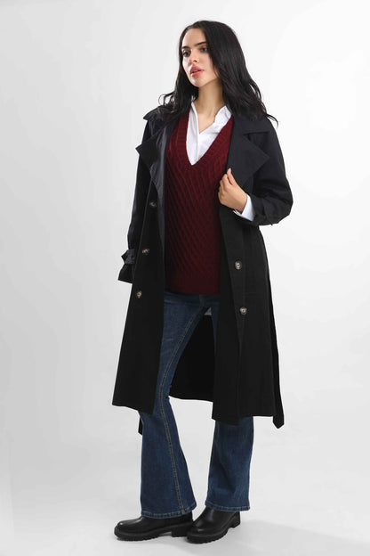 W.Chic Long Women's Coat with Belt