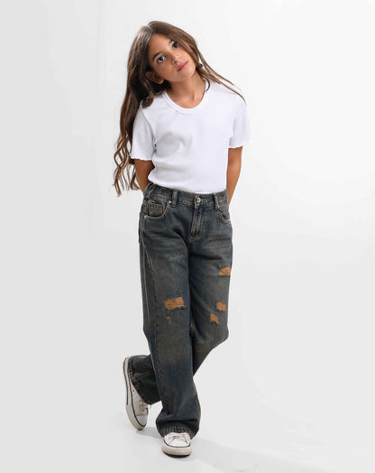 G.GIRLS' WIDELEG DENIM PANTS