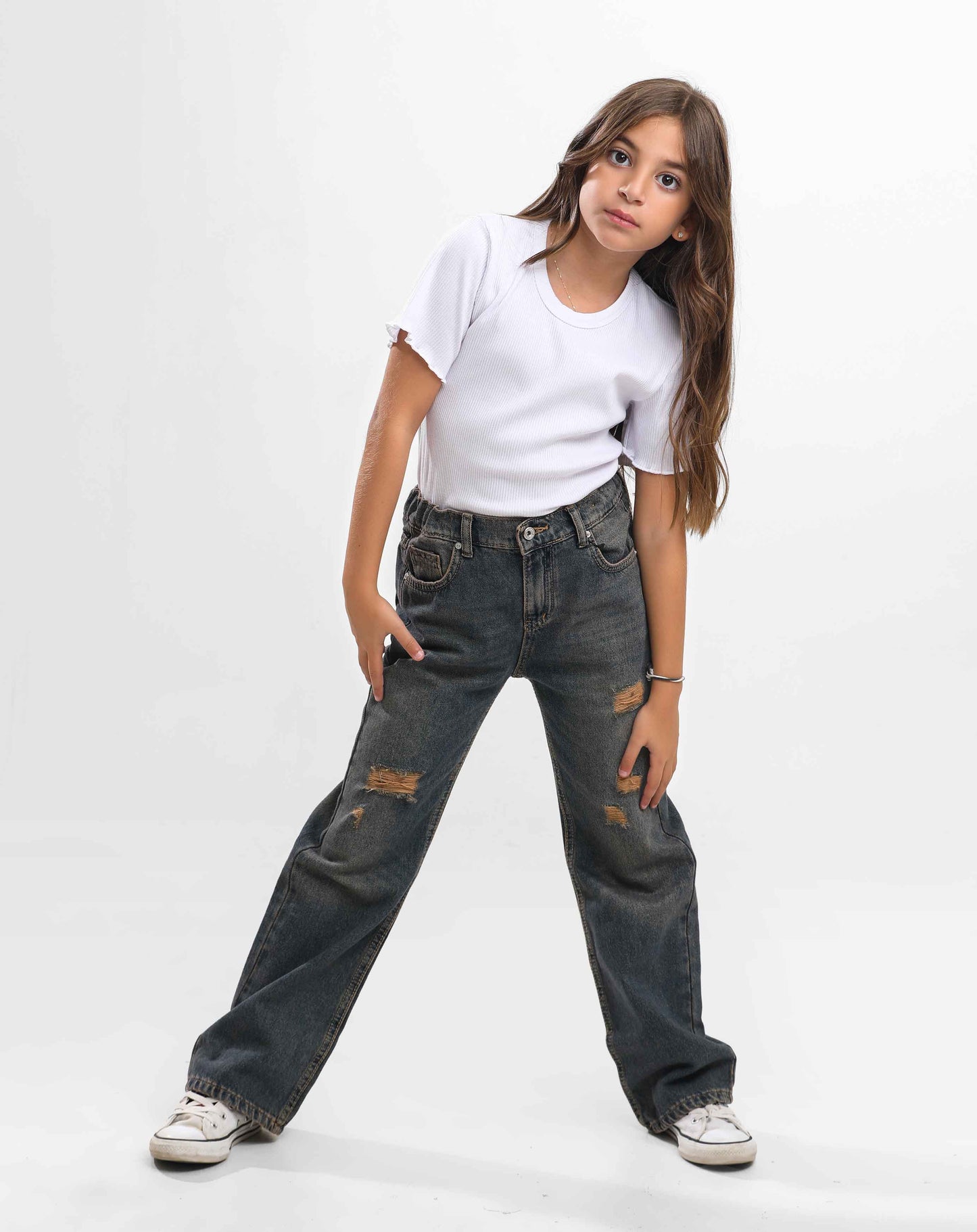 G.GIRLS' WIDELEG DENIM PANTS