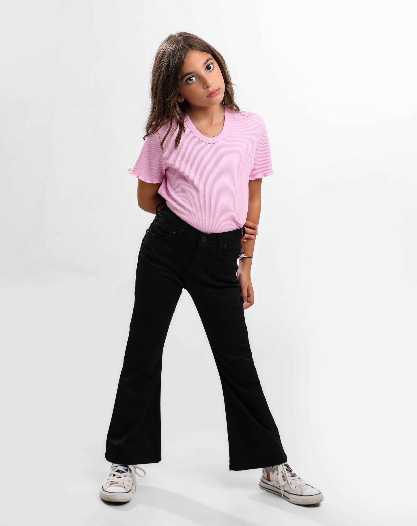 G.FLARED GABARDINE TROUSERS