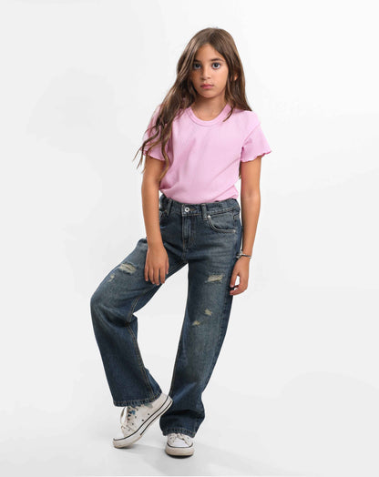 G.GIRLS' WIDELEG DENIM PANTS