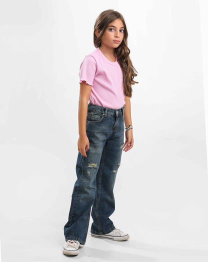 G.GIRLS' WIDELEG DENIM PANTS