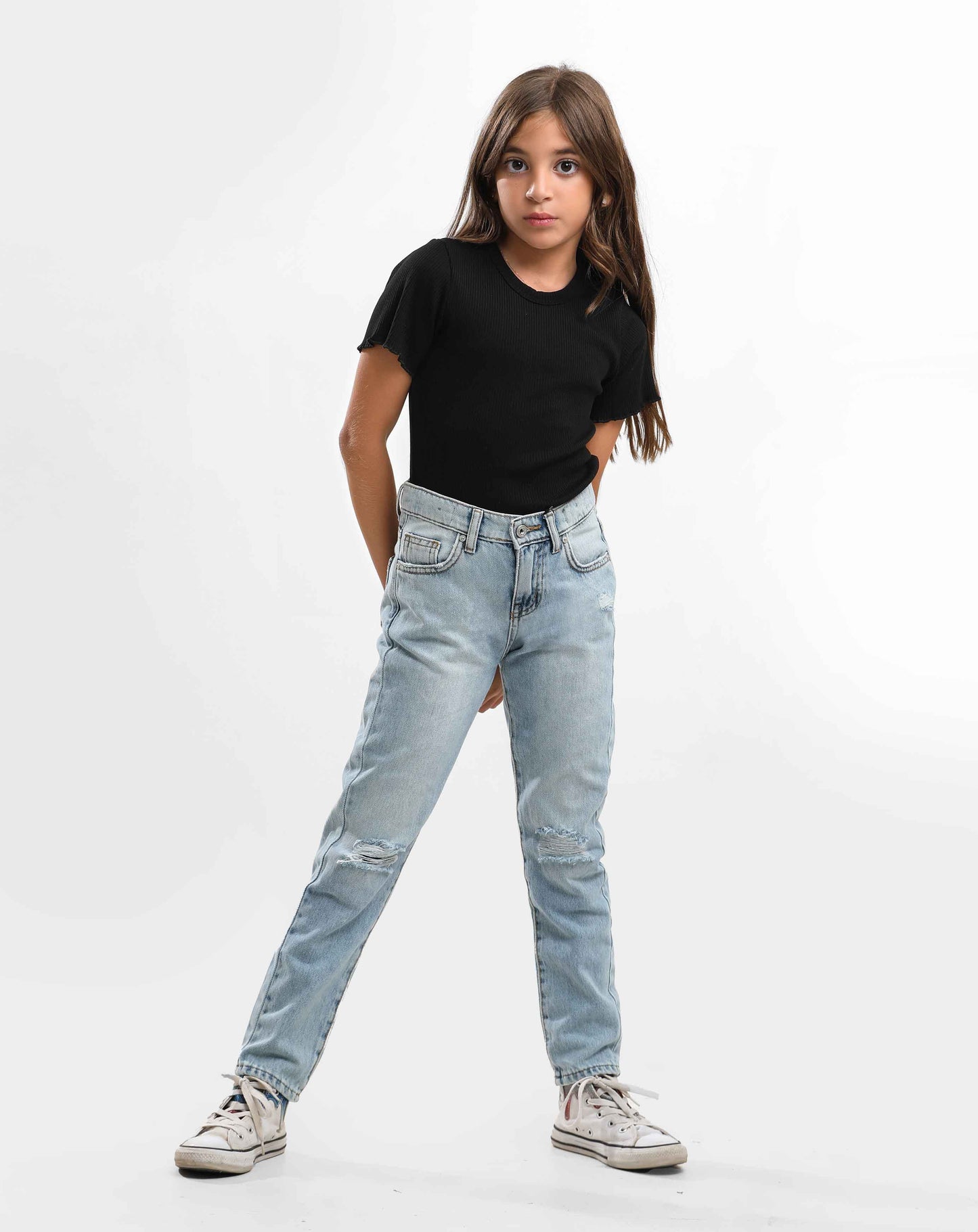 G.GIRLS' MOM-FIT DENIM FASHION PANTS