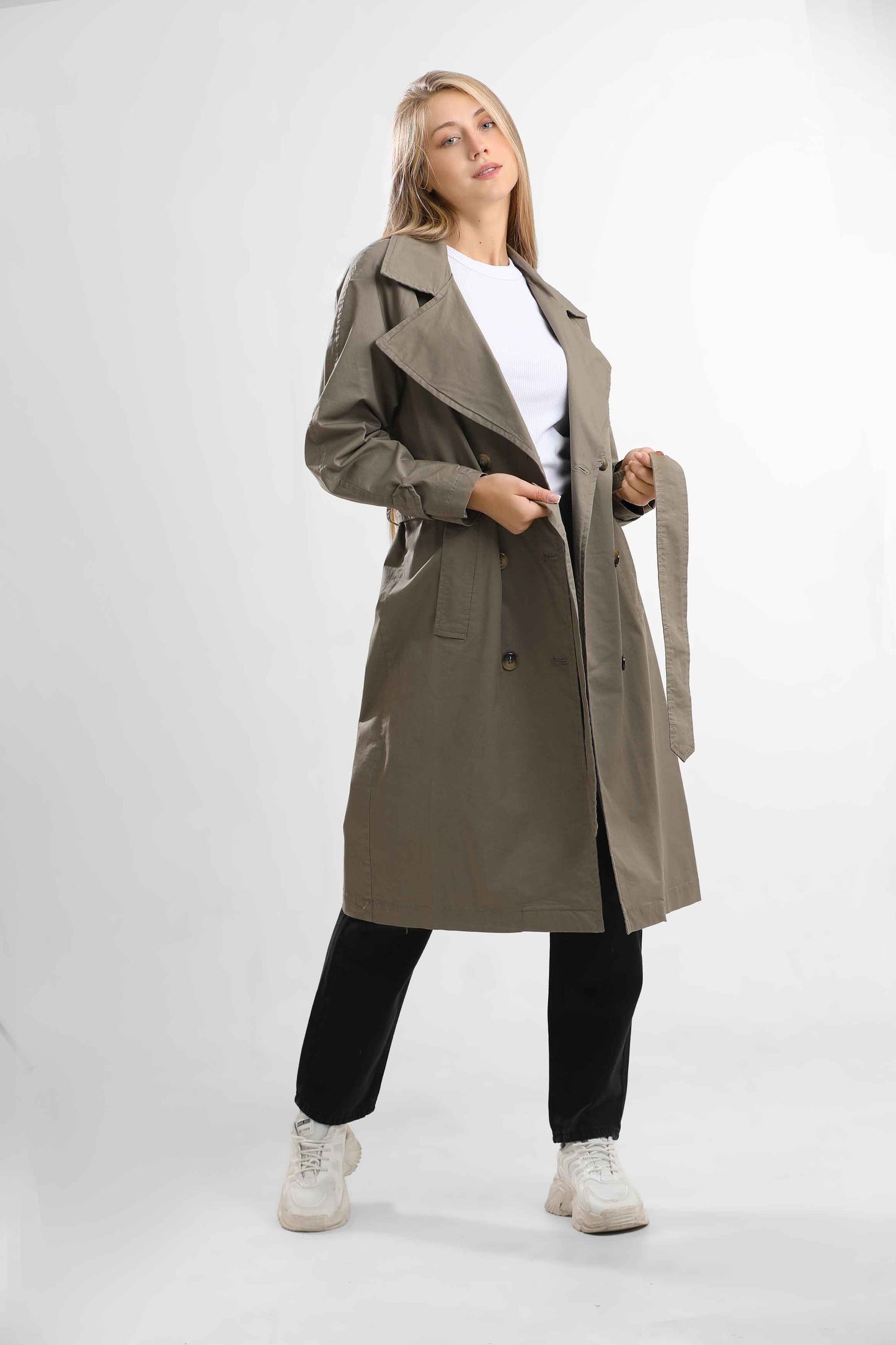 W.Chic Long Women's Coat with Belt