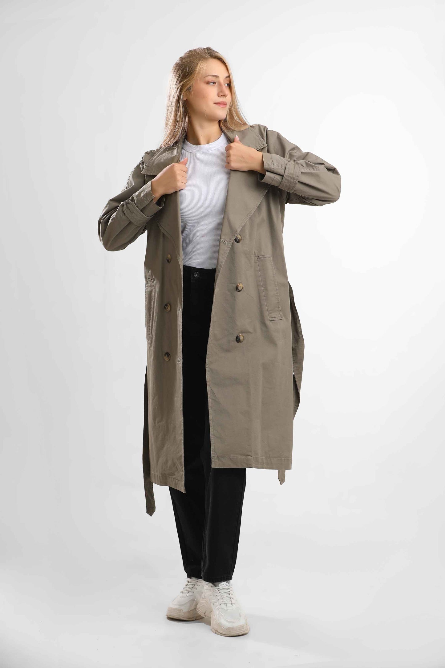 W.Chic Long Women's Coat with Belt