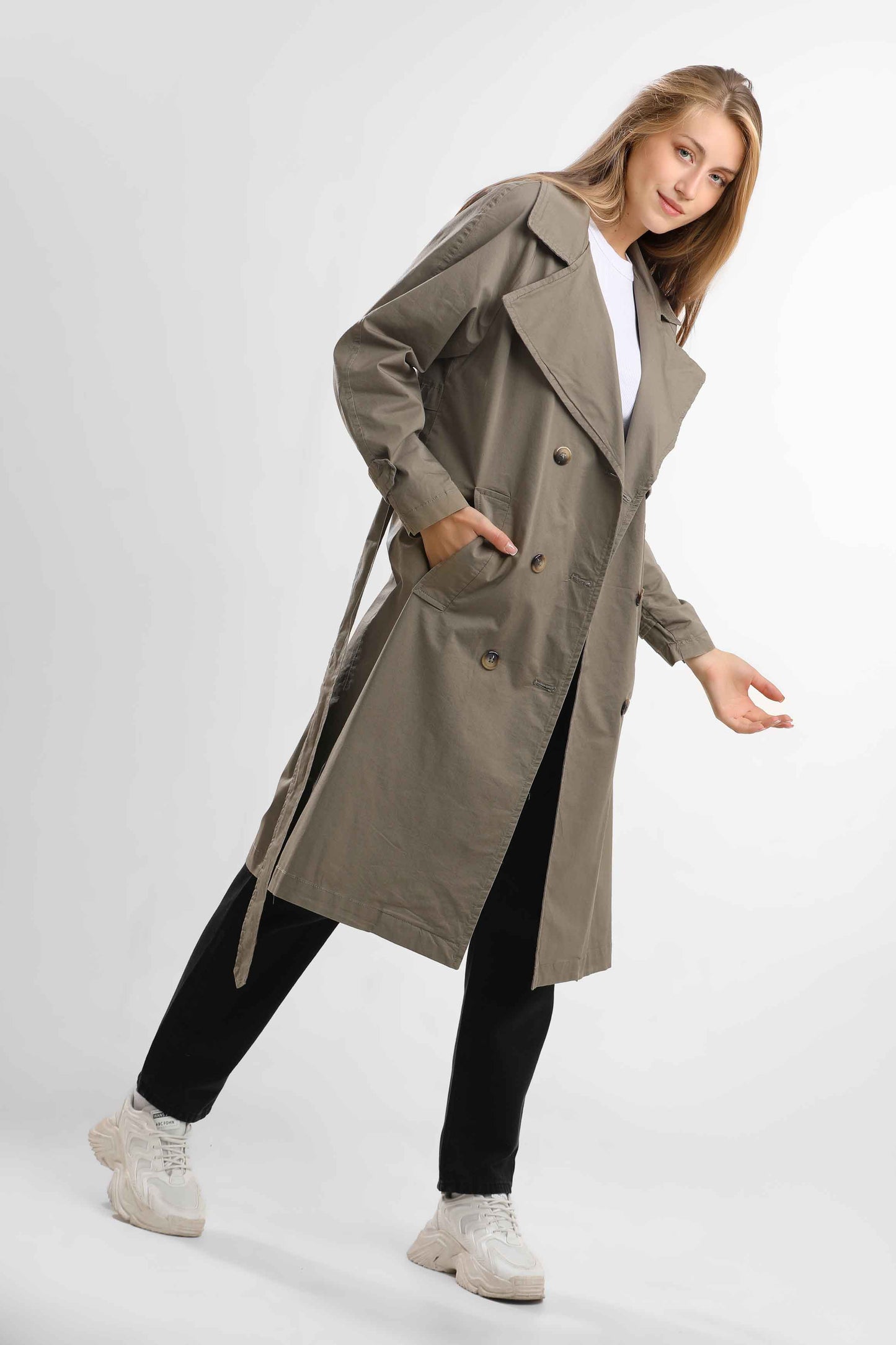 W.Chic Long Women's Coat with Belt