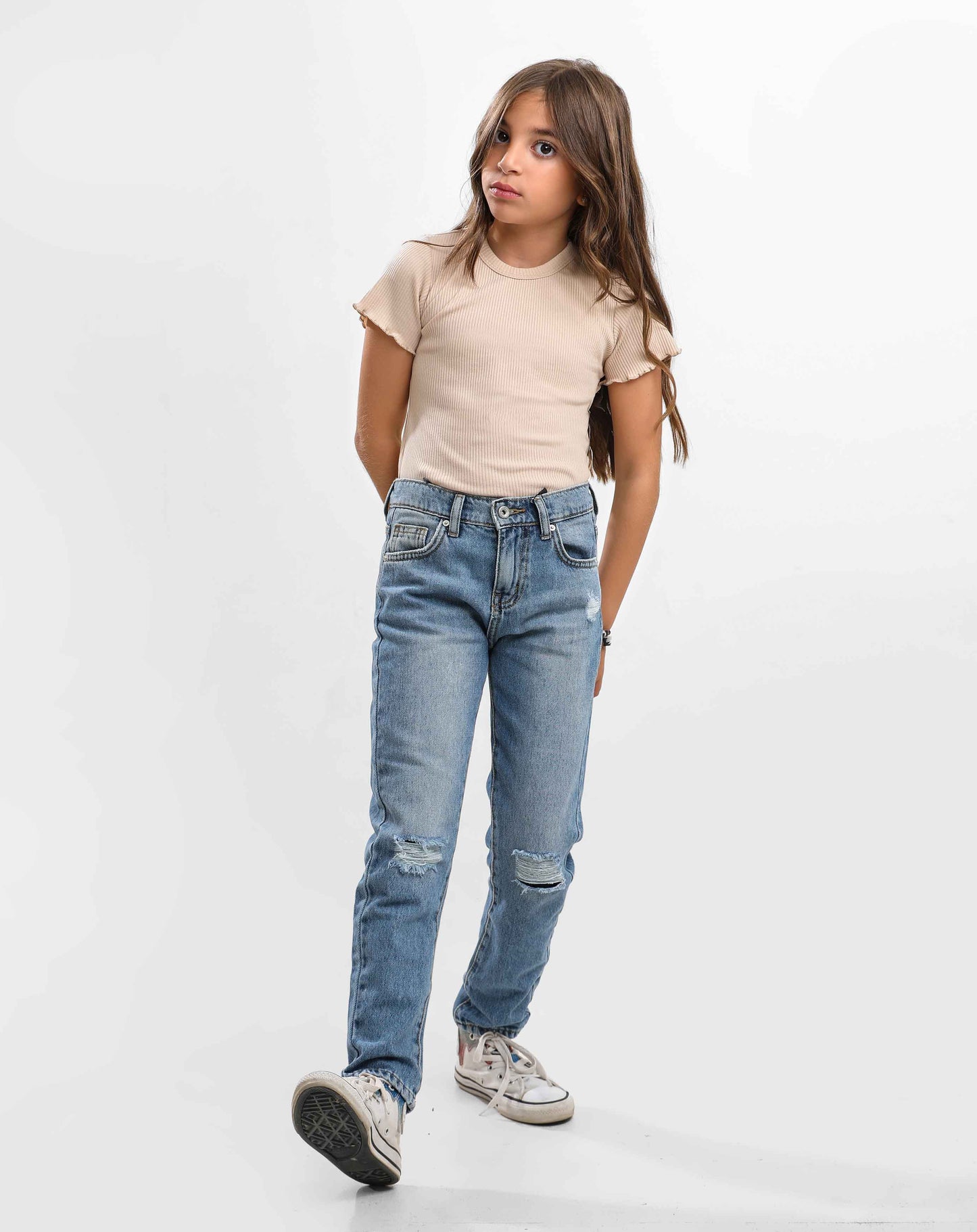 G.GIRLS' MOM-FIT DENIM FASHION PANTS