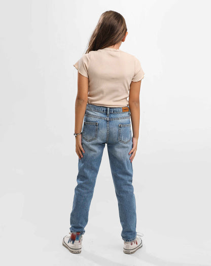 G.GIRLS' MOM-FIT DENIM FASHION PANTS