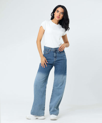 WIDE-LEG MID-RISE JEANS - MIX COLOR