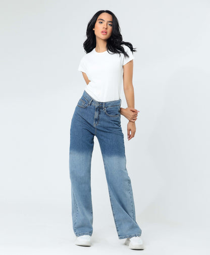 WIDE-LEG MID-RISE JEANS - MIX COLOR