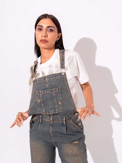 W.WIDE-LEG DENIM JUMPSUITS