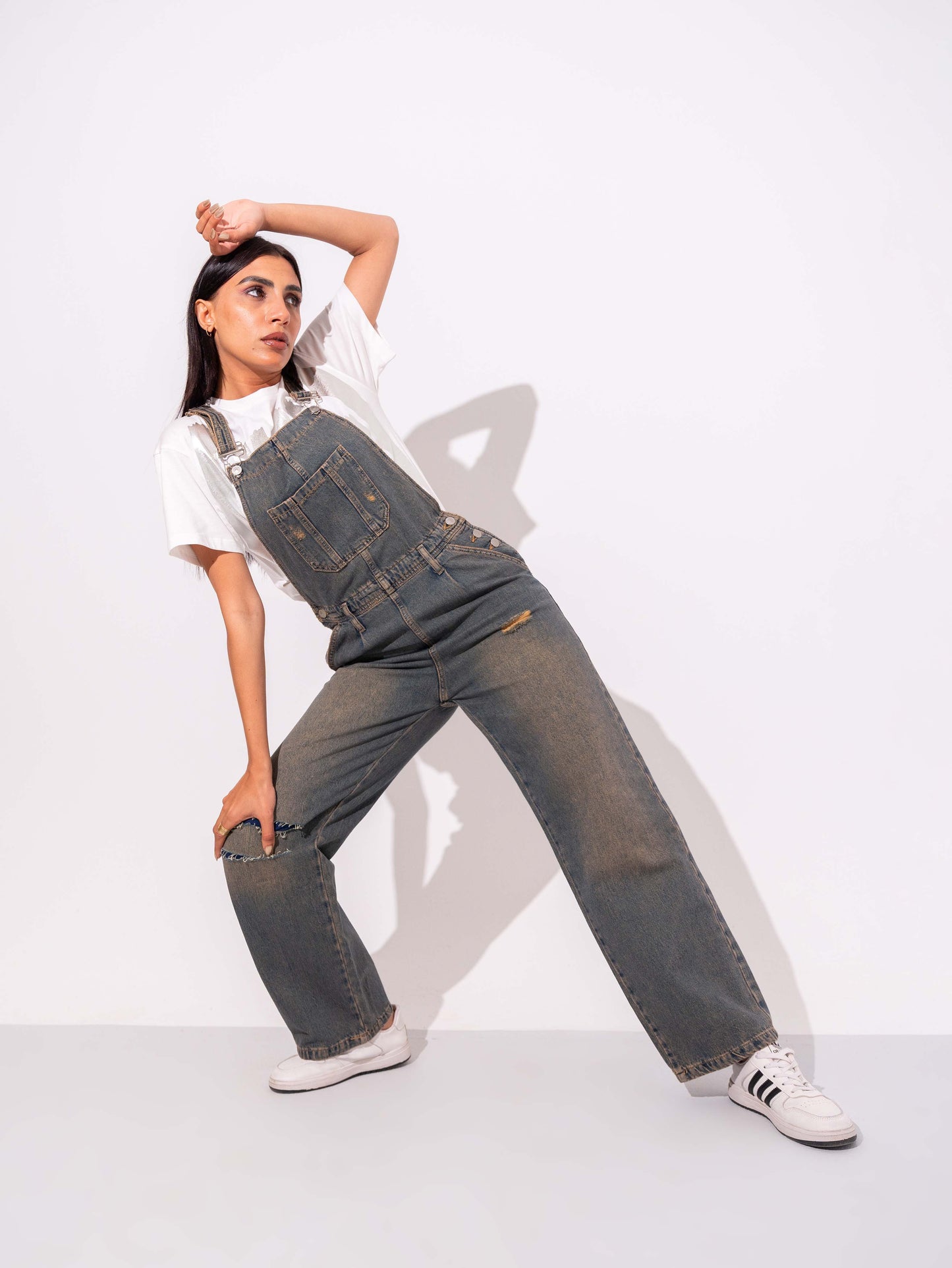 W.WIDE-LEG DENIM JUMPSUITS