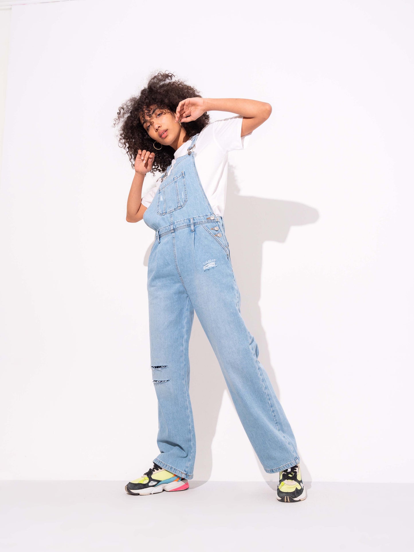 W.WIDE-LEG DENIM JUMPSUITS