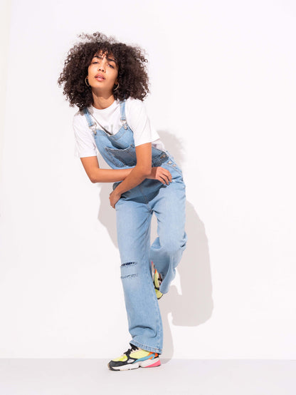 W.WIDE-LEG DENIM JUMPSUITS