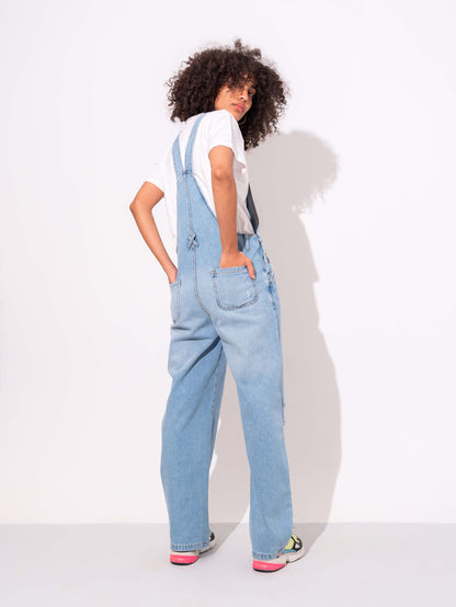 W.WIDE-LEG DENIM JUMPSUITS