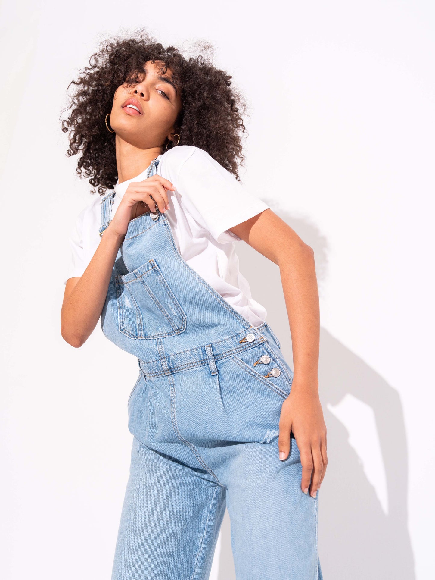 W.WIDE-LEG DENIM JUMPSUITS