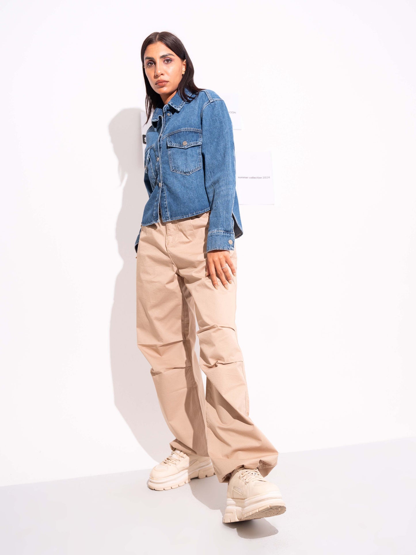 W..GABARDINE PARACHUTE TROUSERS