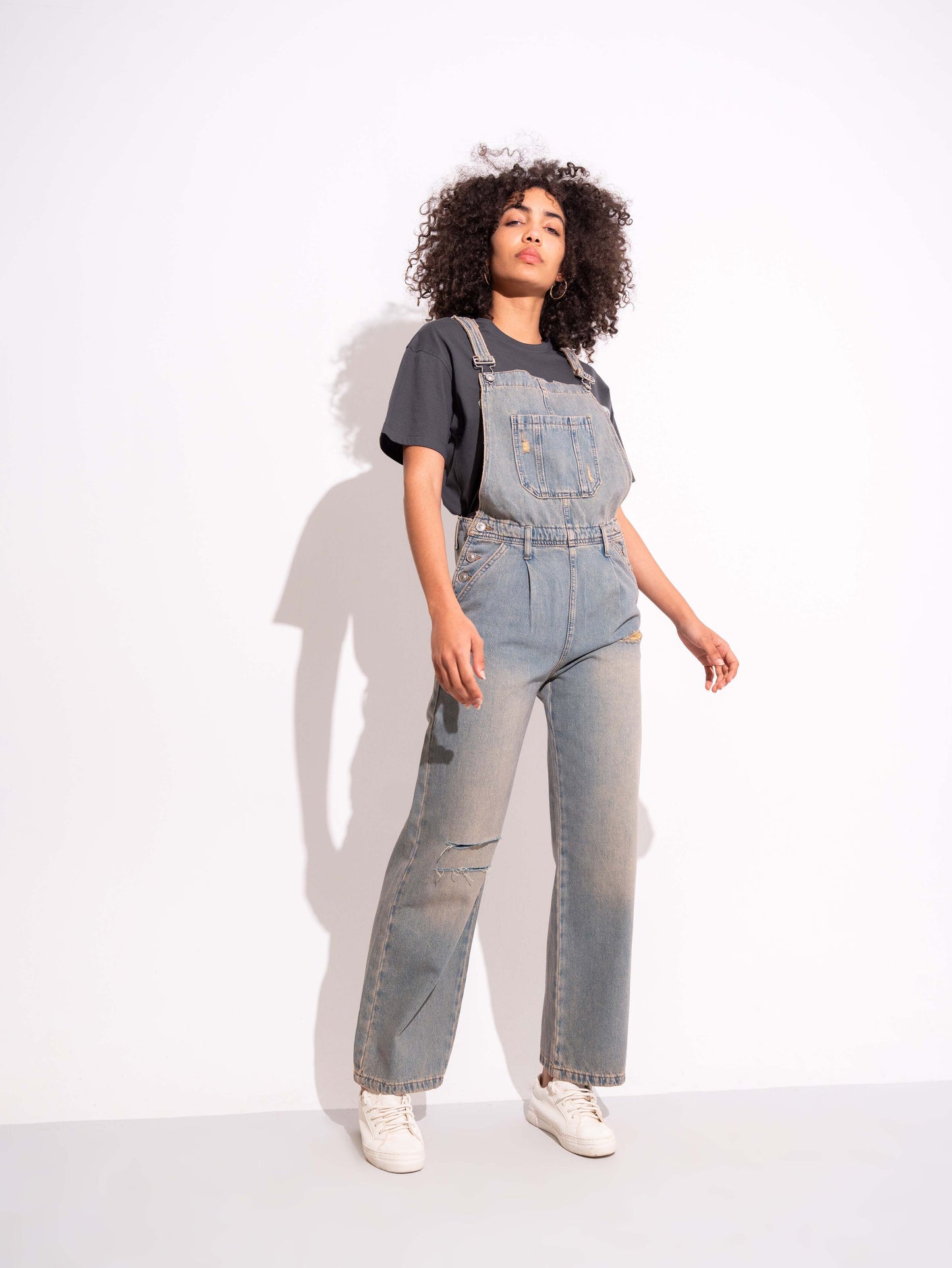 W.WIDE-LEG DENIM JUMPSUITS