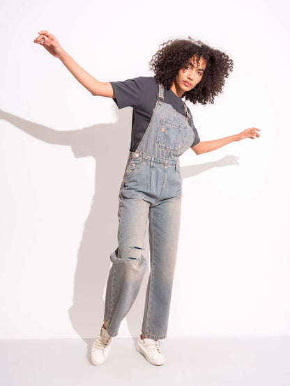 W.WIDE-LEG DENIM JUMPSUITS