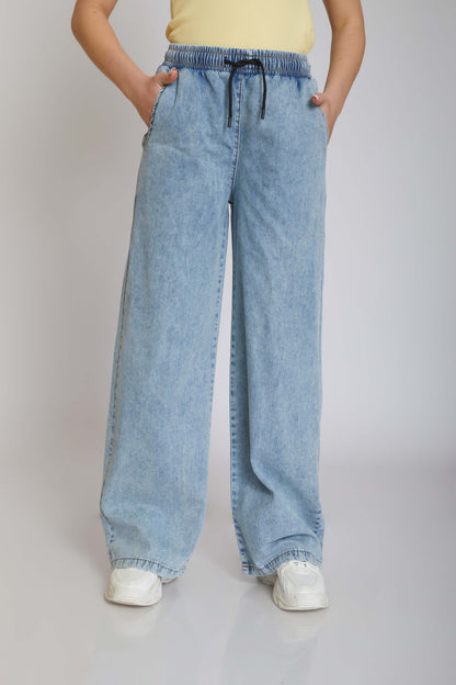 WIDE LEG JEANS WITH TIES