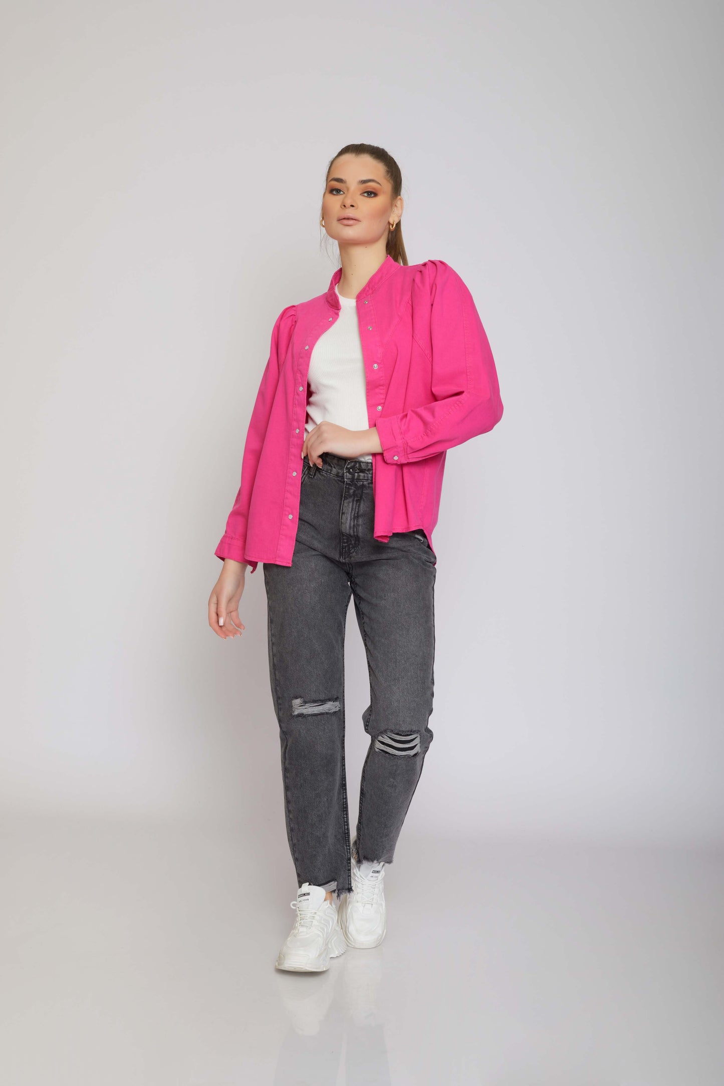 dj gabardine jacket - oversize - fuchsia