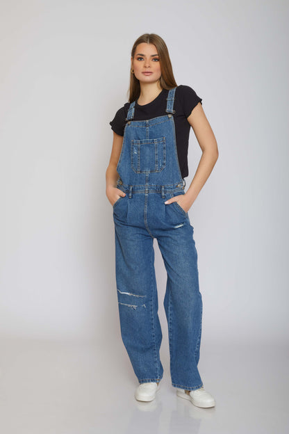 W.WIDE-LEG DENIM JUMPSUITS