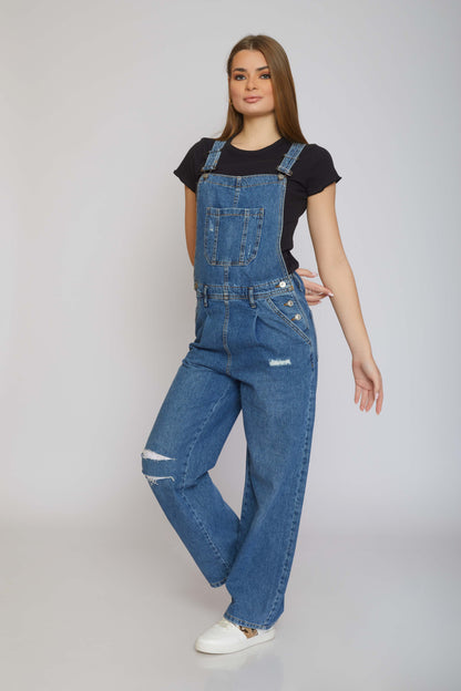 W.WIDE-LEG DENIM JUMPSUITS