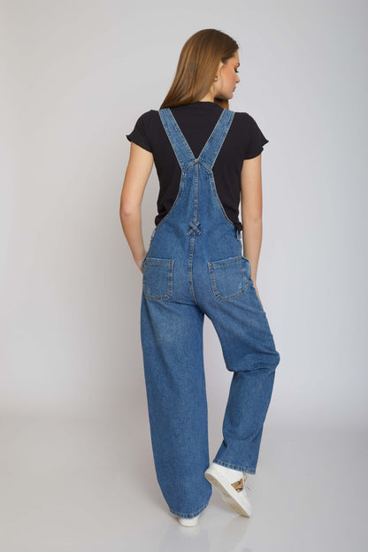 W.WIDE-LEG DENIM JUMPSUITS