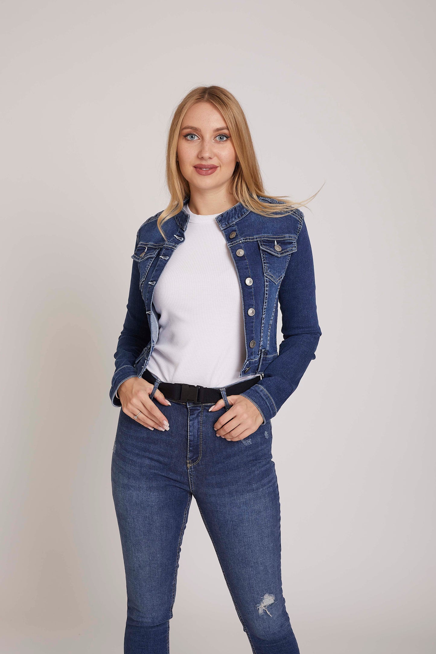 W.CROPPED JACKET WITH HALF COLLAR