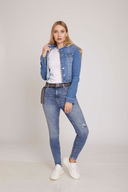 W.CROPPED JACKET WITH HALF COLLAR