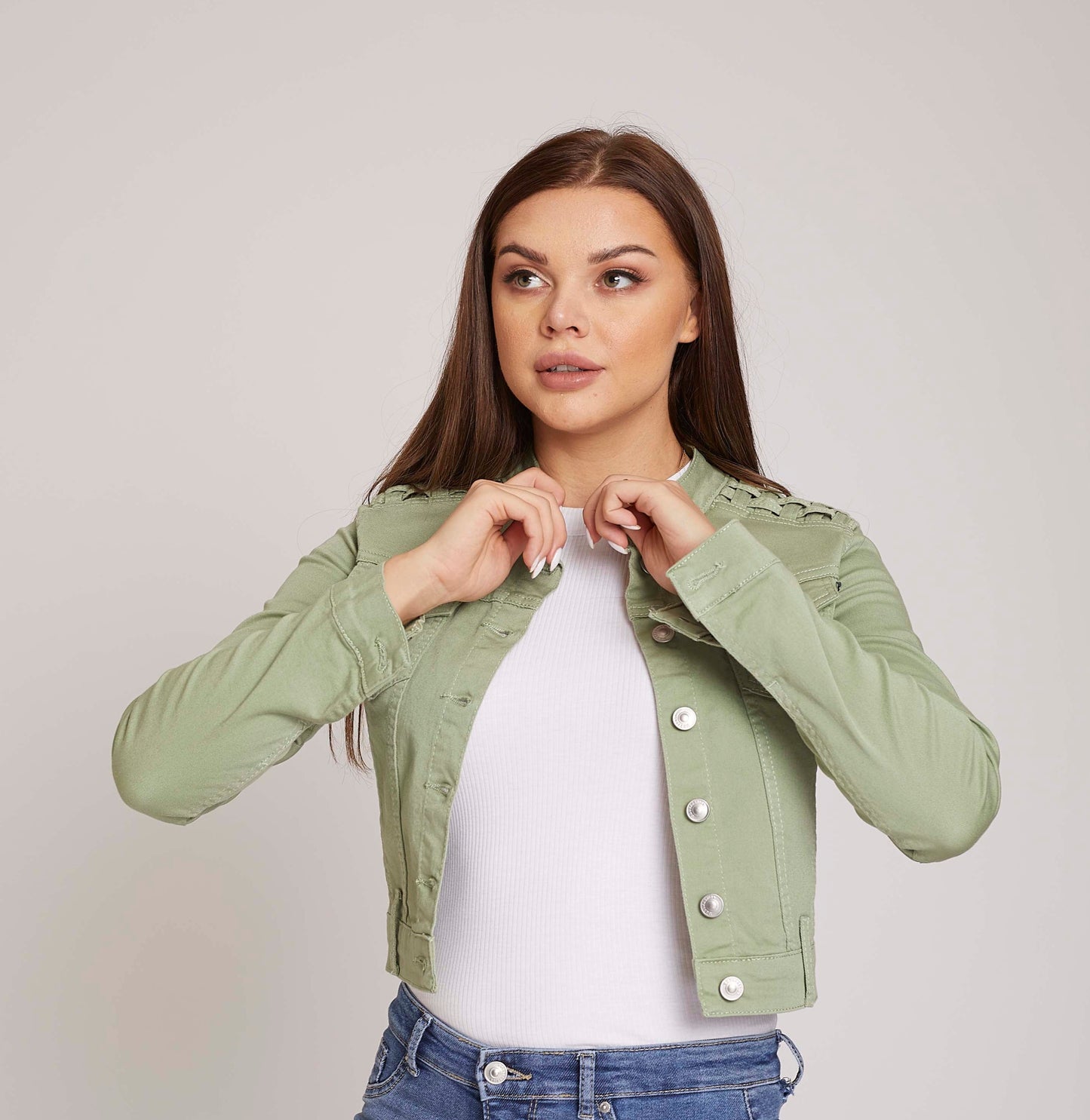 dj cropped jacket -mint green