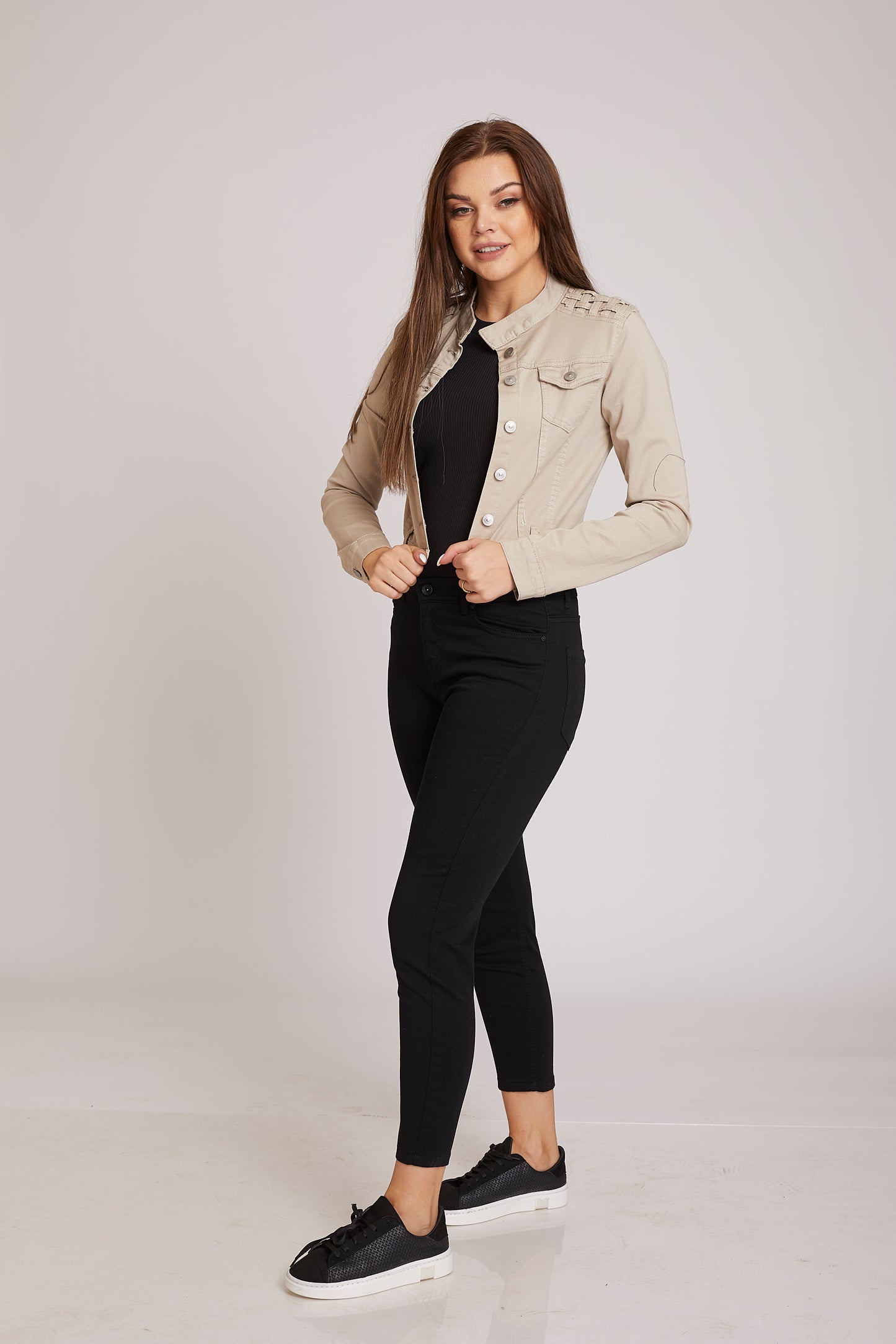 dj cropped jacket -beige