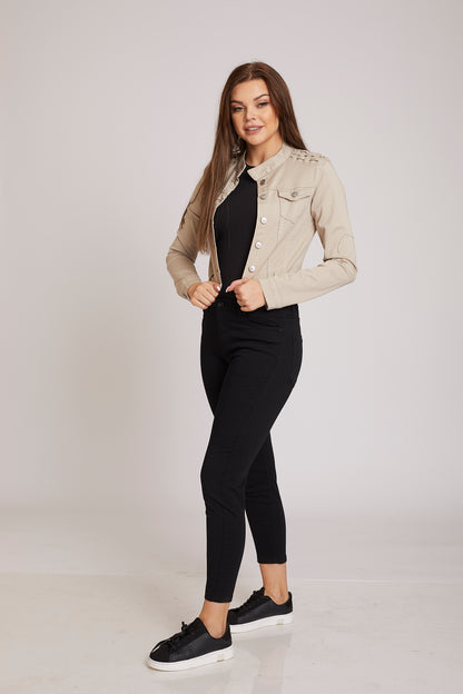 dj cropped jacket -beige