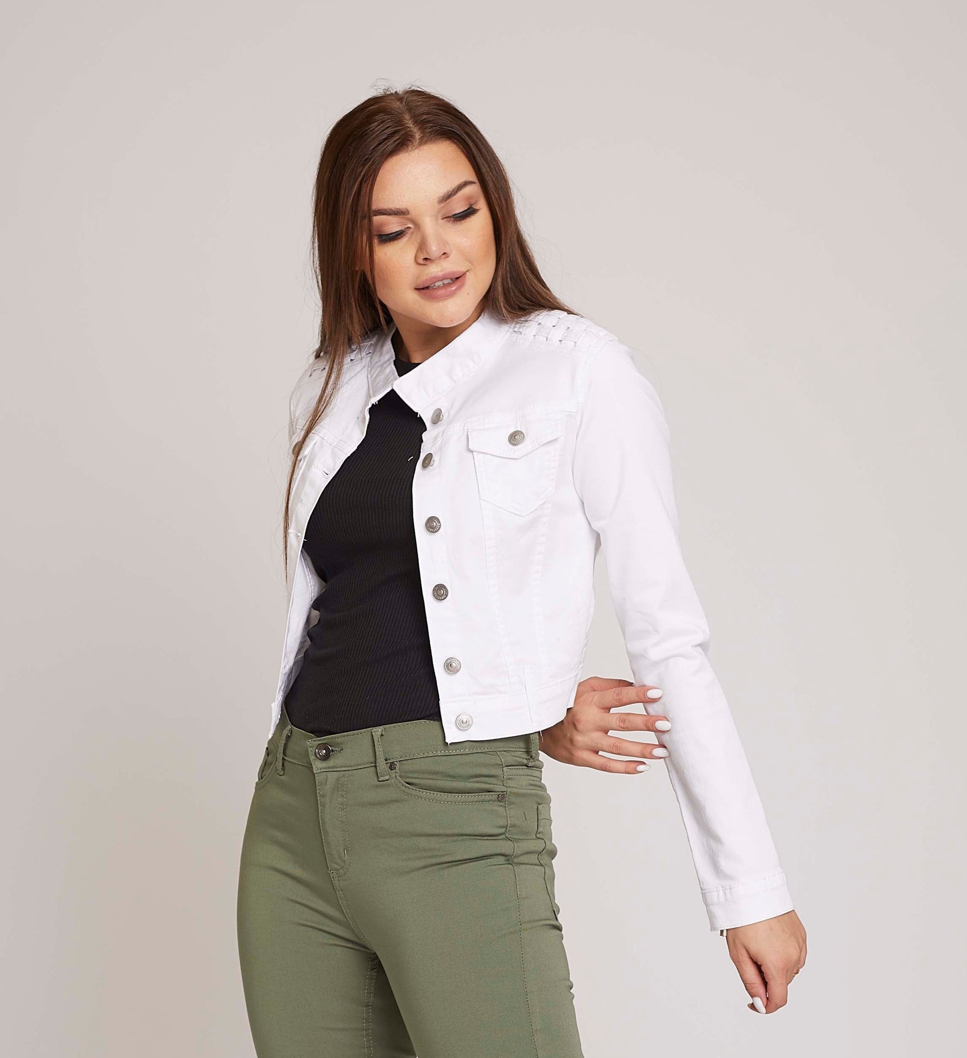 dj cropped jacket - white