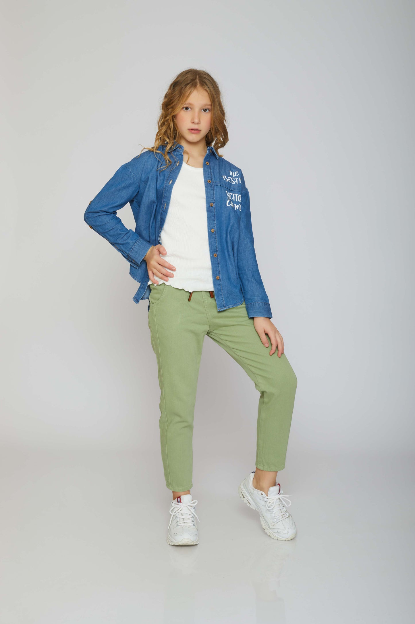 dj printed and oversized jeans - kids - light blue